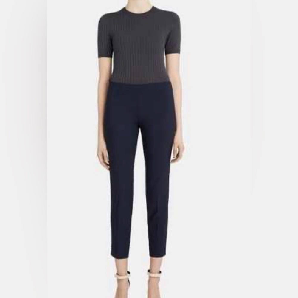Theory Belisa sz 4 Side Zip Stretch Ankle Slim Stretch Wool Pants in Black - Picture 2 of 6